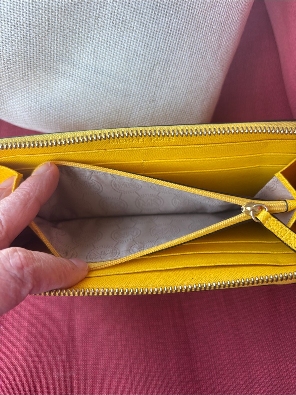 Michael Kors Bright Yellow Zip-Around Saffiano Wallet - Picture 12 of 12